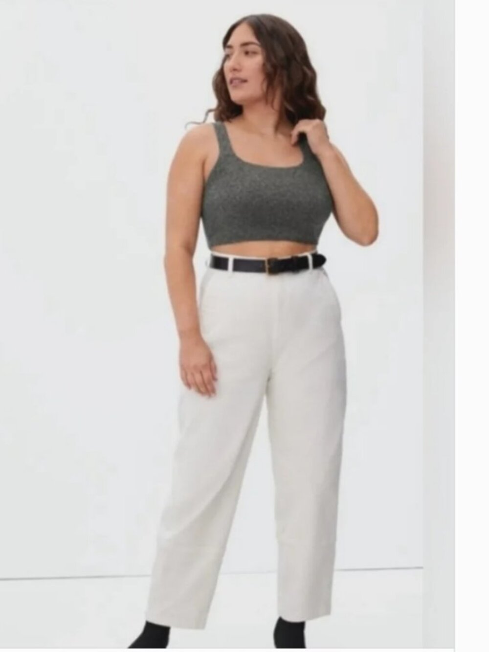 Everlane Cozy Stretch Knit Cropped Tank Top Wool Blend Heathered Charcoal XS NWT